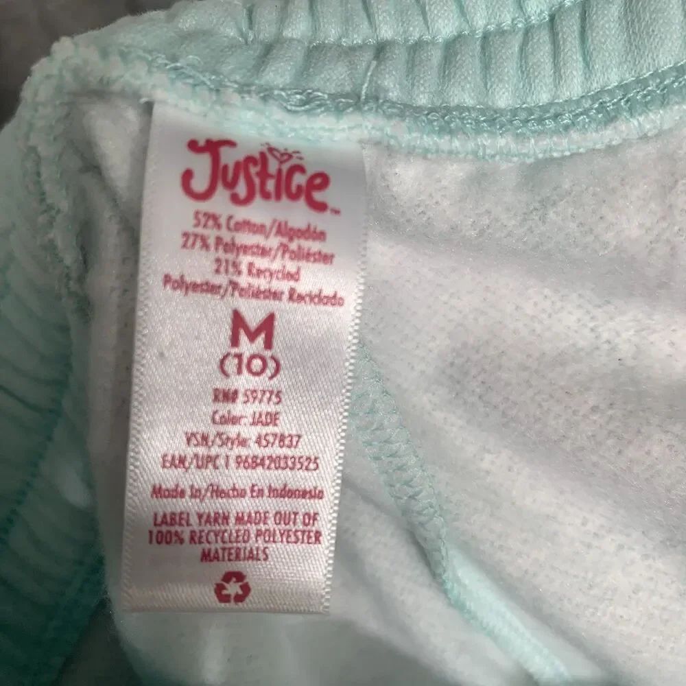 Justice‎ Joggers Girls Size 10 Green Purple Tie Dye Glitter Logo Sweatpants NEW
